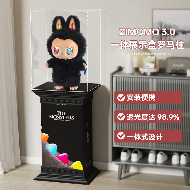 Acrylic Display Box Transparent Labubu Zimomo3.0 10Th Anniversary Archangel Roman Column Storage Dust Cover
