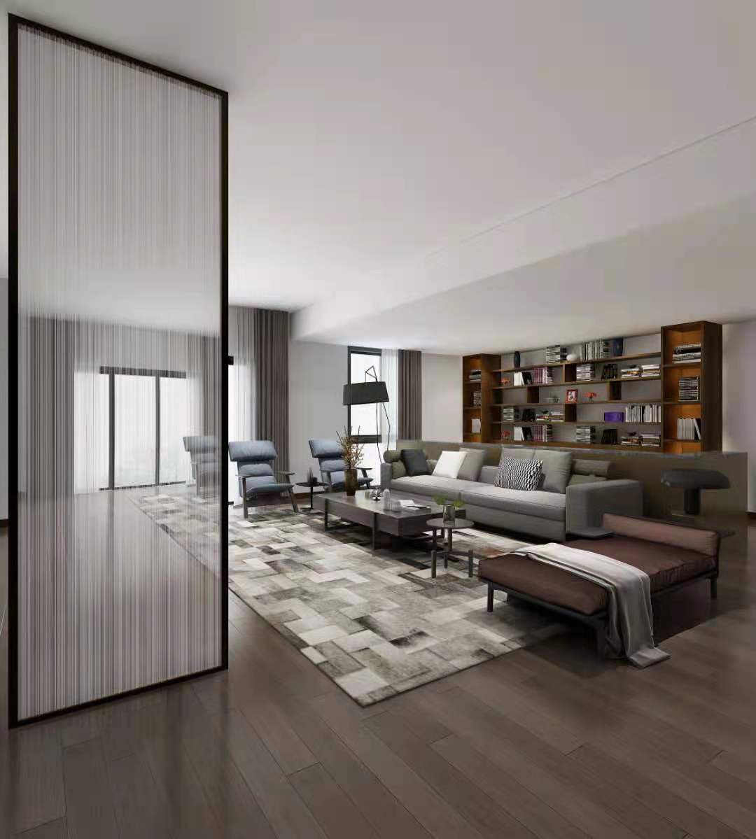 Art glass frosted carved tempered carved glass screen custom home living room porch Changhong glass partition