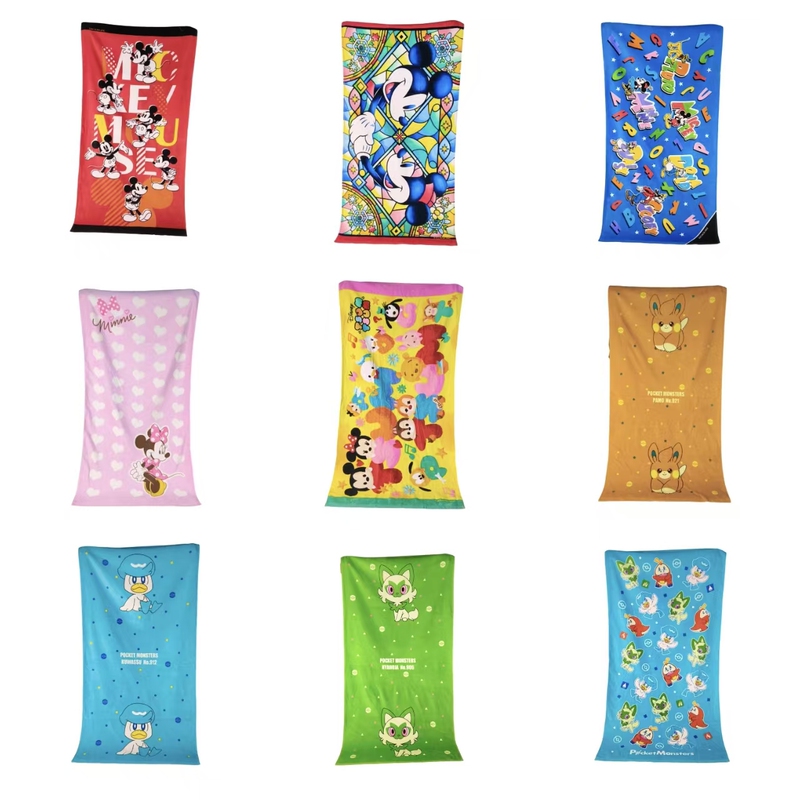 New Cartoon Cute and Adorable Pure Cotton Bath Towel and Beach Towel, Soft and Absorbent, Export Surplus Stock with Slight Defects