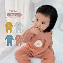 Cookie home baby print long sleeve climbing suit jumpsuit jumpsuit 3-6-12 months spring and autumn newborn cotton ha clothing cartoon