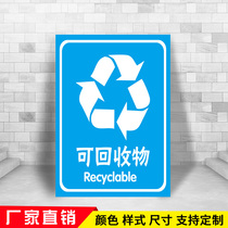 Recyclables Garbage classification tagline logo promotional stickers Trash cans can be customized Food waste hazardous waste Waste battery recycling instructions Hazardous waste signs