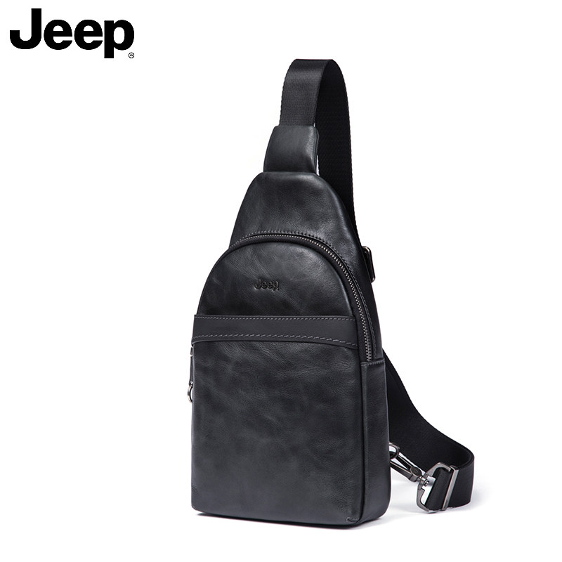 Jeep Chest Bag Men leather Leather Shoulder Bag Men Skew Satchel Large Capacity Single Shoulder Bag Multifunction New Men's Bag men's bag