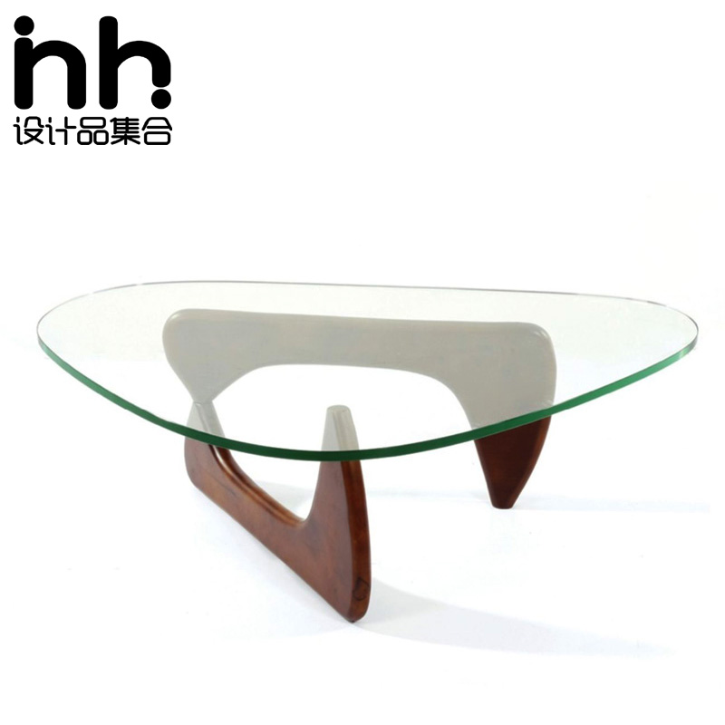 Noguch Triangle Glass Living Room Tea Several Nordic Solid Wood Minimal Middle Style Furniture
