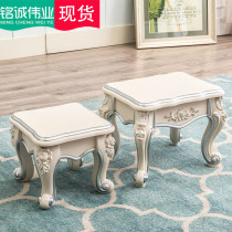 Eurostyle small bench luxurious tea table stool for home children small stool sitting room with bench ivory white hard face for changing shoes stool