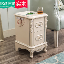 (clear cabin special price) European-style mini-bed head cabinet charging small family type narrow cabinet 25 30 35cm solid wood bedside cabinet
