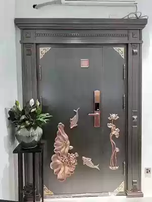 Pure copper door door panel stainless steel copper-plated embossed brushed bronze vintage decals