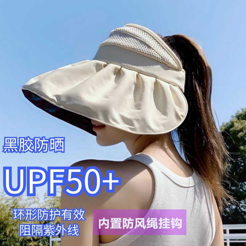 Sunscreen cap woman Summer anti UV large hat hat with adjustable air top hat Black glue full shade sunhat sundeck Duck Tongue Cap