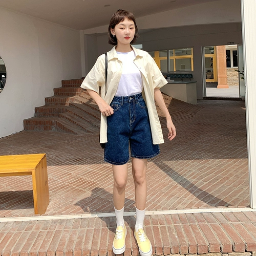 Джинсовая юбка, осенние шорты, леггинсы, тонкие штаны, 2025 года, высокая талия, оверсайз, свободный крой