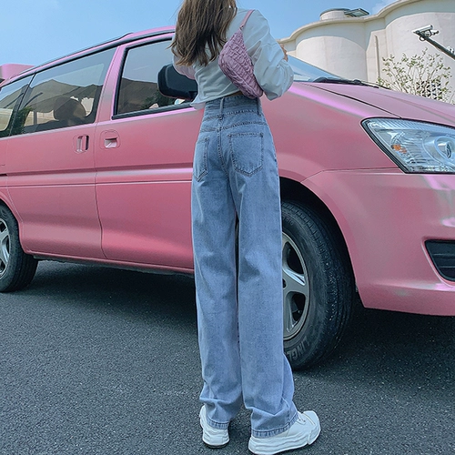 Светлые осенние джинсы, штаны, леггинсы, 2025 года, высокая талия, свободный прямой крой