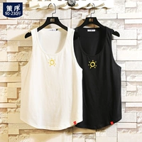 Áo thun không tay nam màu mỡ cộng với phân bón XL Xu hướng thể thao Nhật Bản thường ngày cotton mùa hè vest nam - Áo vest cotton áo giả vest nam