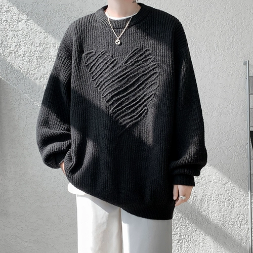 Демисезонный трикотажный свитер, парная одежда для влюбленных, круглый воротник, большой размер