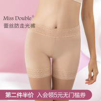 Anti-light flesh color skin tone no trace Modal base flat angle lace womens safety pants four corners underwear summer thin section