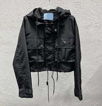 P home 2021 Spring Summer new triangle logo tooling wind pocket drawstring Joker joker loose loose short coat women