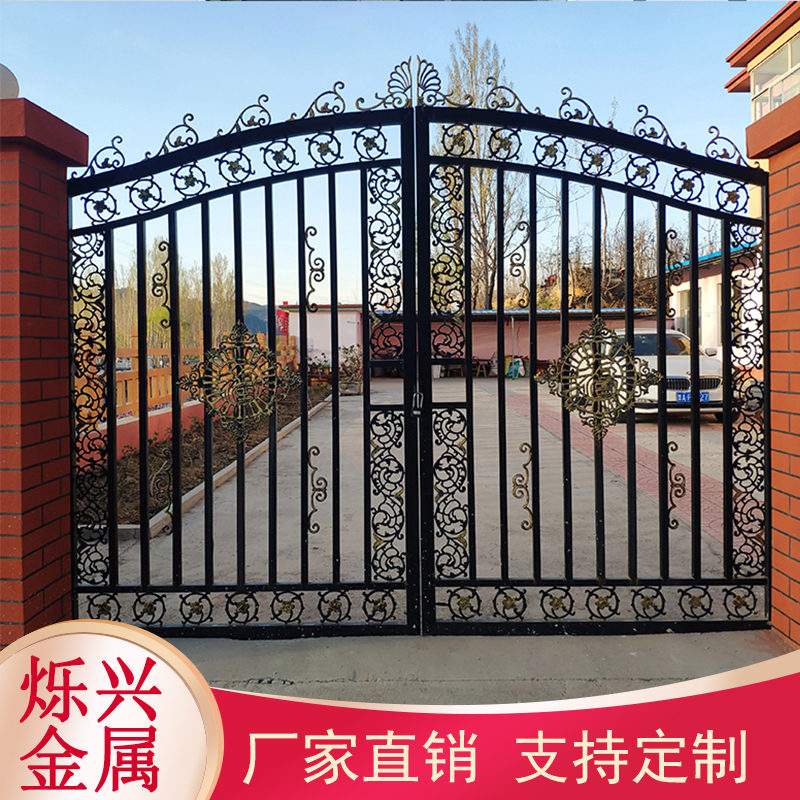 Iron Gate Courtyard Gate Rural Fence Gate Home Outdoor Villa Main Gate Double Door Iron Art Gate