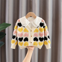 Girls knitted sweater cardigan jacket 2022 new childrens spring and autumn season foreign atmosphere girl baby baby spring top