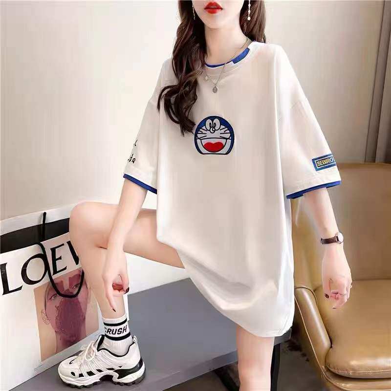 Pregnant women short sleeve t shirts 2022 new network red large size loose medium and long version design sense of the small pregnant woman tops
