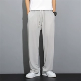 Шелковые летние тонкие трендовые штаны, длинные повседневные брюки, 2023, свободный прямой крой