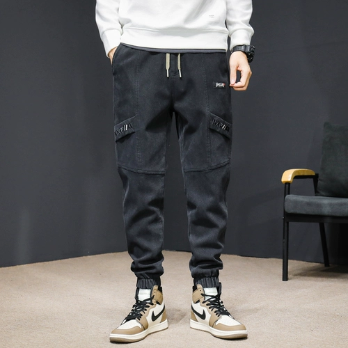 Утепленные джинсы с начесом, осенние повседневные брюки