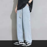 Осенние ретро джинсы, светлые универсальные летние штаны для школьников, свободный прямой крой