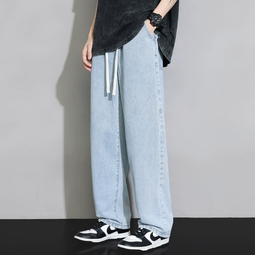 Осенние ретро джинсы, светлые универсальные летние штаны для школьников, свободный прямой крой