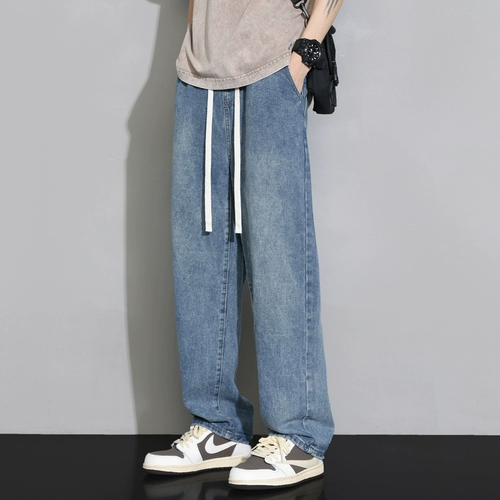 Осенние ретро джинсы, светлые универсальные летние штаны для школьников, свободный прямой крой