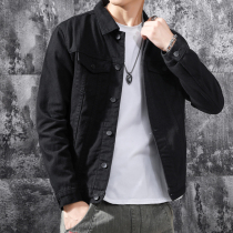 Denim Jacket Mans Tide Card Sports Ruffled 2022 Spring and Autumn Season loose black Collar Tooling Long Sleeve Jacket