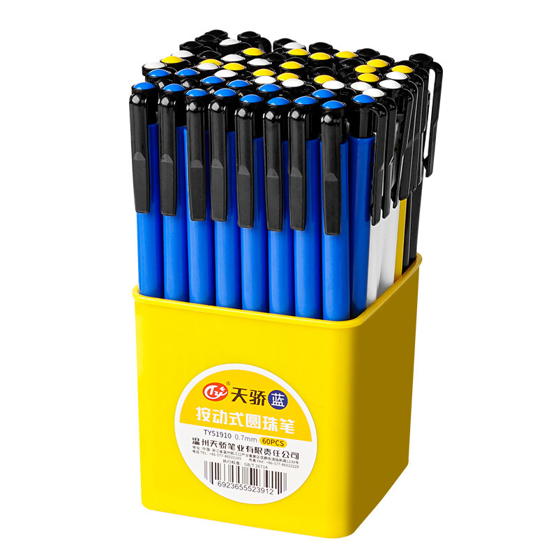 120 Press-Type Ballpoint Pens for Elementary School Students, Cute and Creative Cylindrical Design, Classic Red, Blue, Black 0.7 Bullet Tip Refills, Oil-Based Office Business Retractable Ballpoint Pens Wholesale