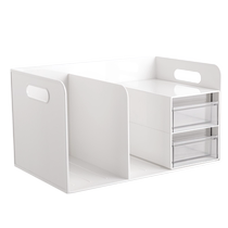 Deli file cabinet desktop storage box drawer-type makeup box home student stationery multi-layer small cabinet file box storage cabinet drawer type can be stacked on the table transparent office thickened and hardened