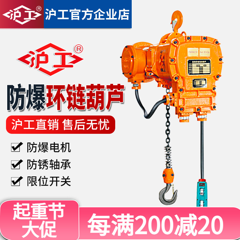 Shanghai-work explosion protection ring chain electric crane 1 ton 2 ton 380V 380V crane electric inverted chain 220V