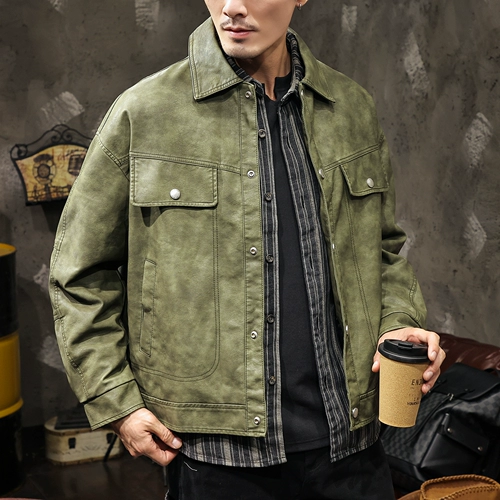 Tide, ретро полиуретановая демисезонная куртка, в американском стиле, оверсайз