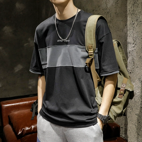 Мужская элитная дизайнерская хлопковая футболка, тренд сезона, короткий рукав, оверсайз