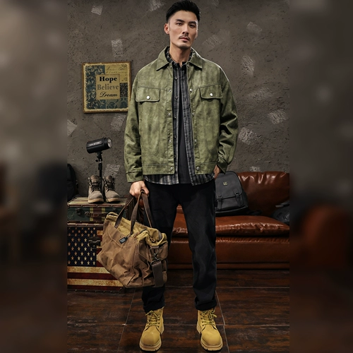 Tide, ретро полиуретановая демисезонная куртка, в американском стиле, оверсайз