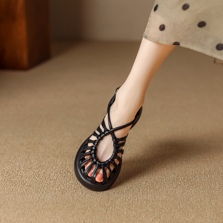 Italy | Pdana Heel Height 6.5cm ⭐ French Elegant Retro Slip-On Slippers Women's Shoes Roman Sandals