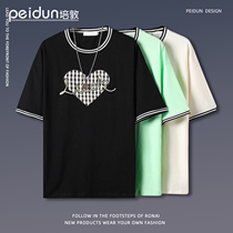 Peidun 2021 spring and summer new short sleeve mens ins trend love pattern couple top loose casual fried street T-shirt