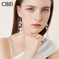 Big earrings advanced sense niche chic tassel Pearl exaggerated earrings female long earrings 2021 New Tide