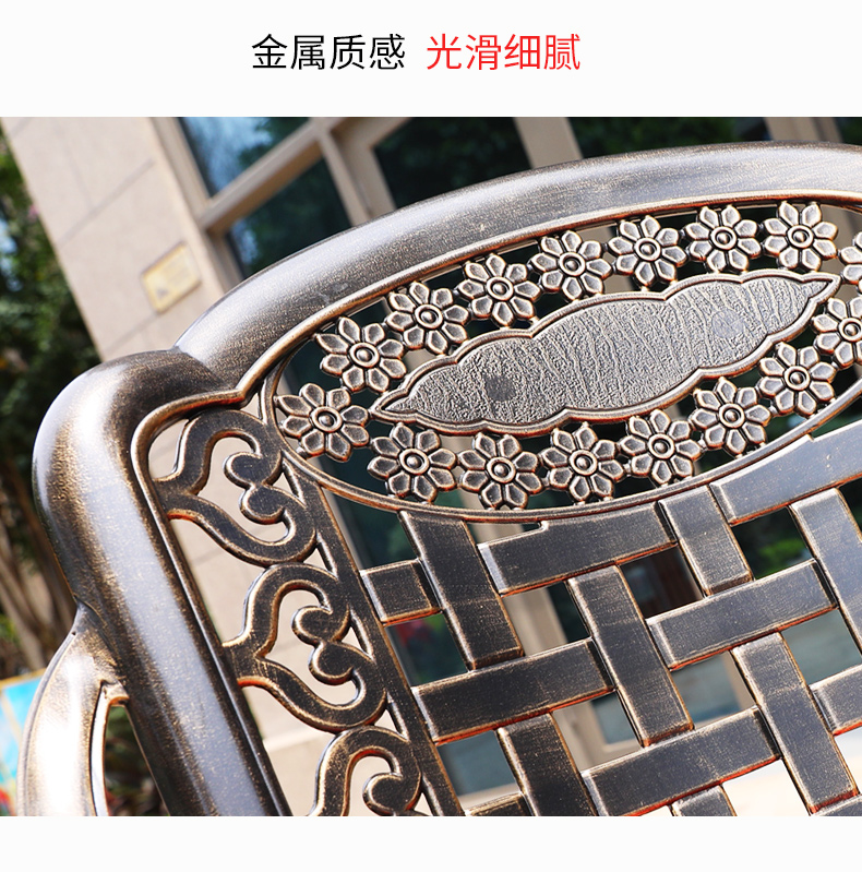 Bàn ghế BBQ ngoài trời kết hợp sân vườn ngoài trời hiện đại tối giản ngoài trời Đồ nội thất bằng sắt rèn châu Âu đúc bàn ghế nhôm - Bàn ghế ngoài trời / sân bàn trà ngoài trời