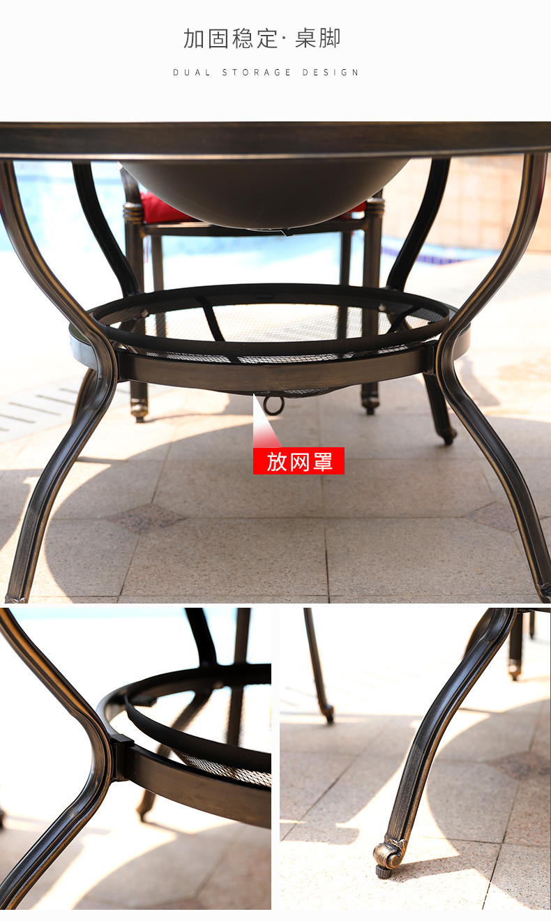 Bàn ghế BBQ ngoài trời kết hợp sân vườn ngoài trời hiện đại tối giản ngoài trời Đồ nội thất bằng sắt rèn châu Âu đúc bàn ghế nhôm - Bàn ghế ngoài trời / sân bàn trà ngoài trời