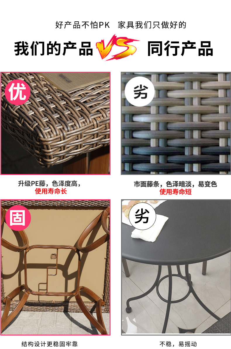 Wicker ghế năm mảnh ngoài trời biệt thự sân vườn mây bàn ghế ngoài trời ban công sân vườn giải trí kết hợp bàn ghế ban ghe sat ngoai troi