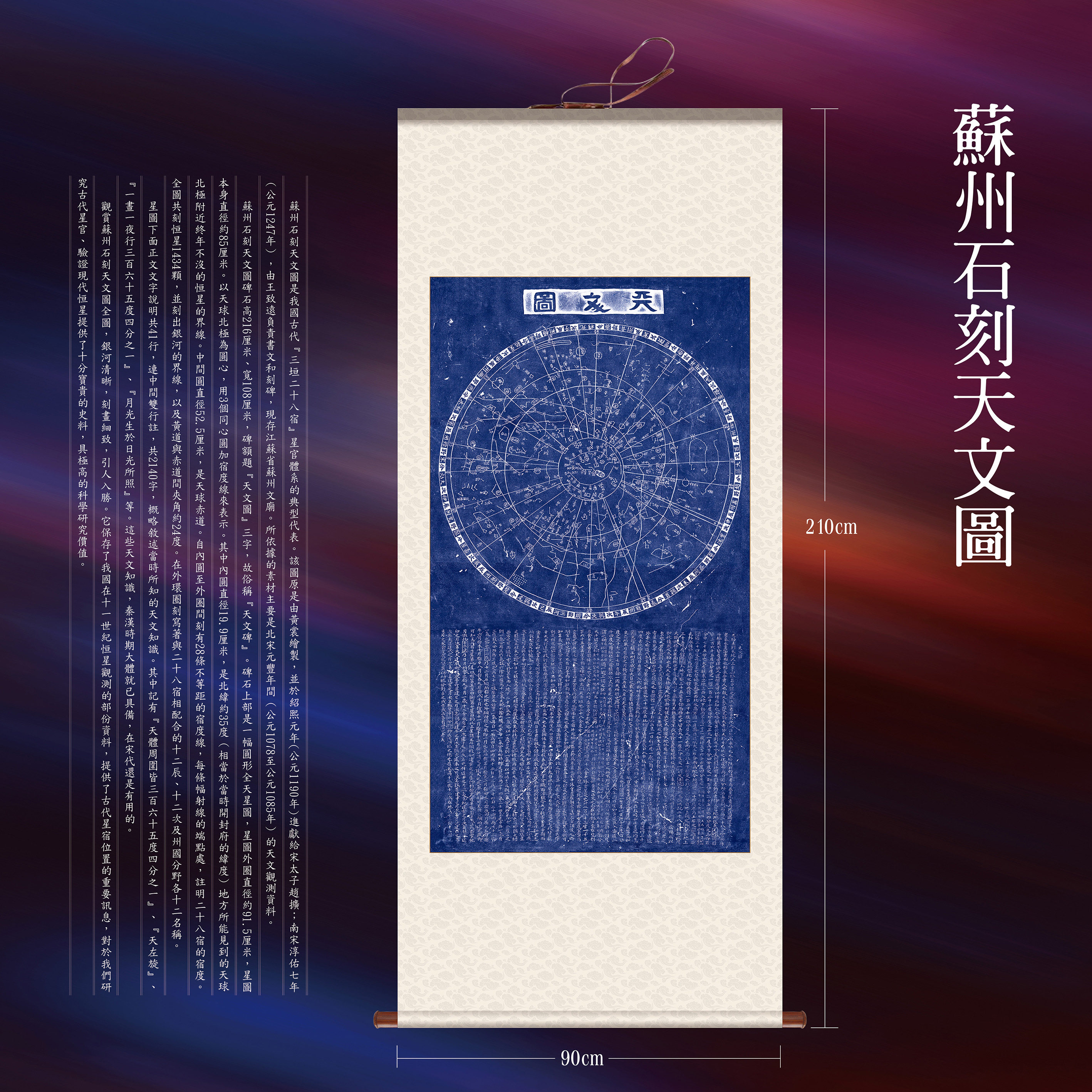 中国古星图苏州石刻天文图三垣二十八宿传统星官图