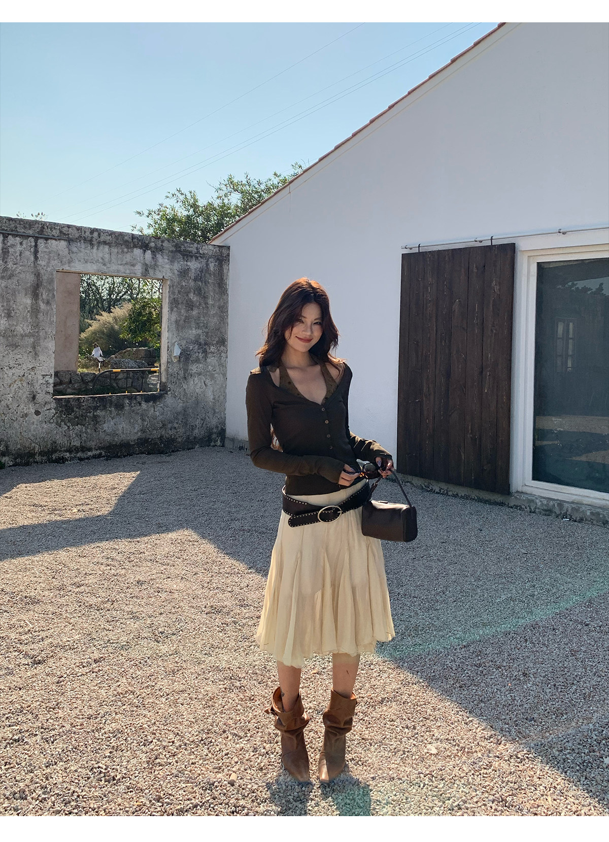 马儿MAR Элегантная А-силуэтная юбка средней длины из смесового тенселя с пышным подолом для женщин