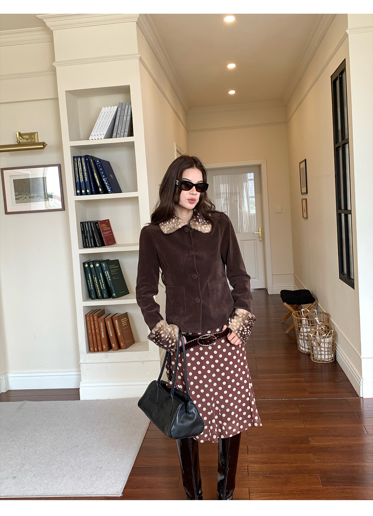 马儿MAR весенняя новинка ретро юбка в горошек женская заниженная талия средней длины дизайнерская стройнящая юбка-русалка