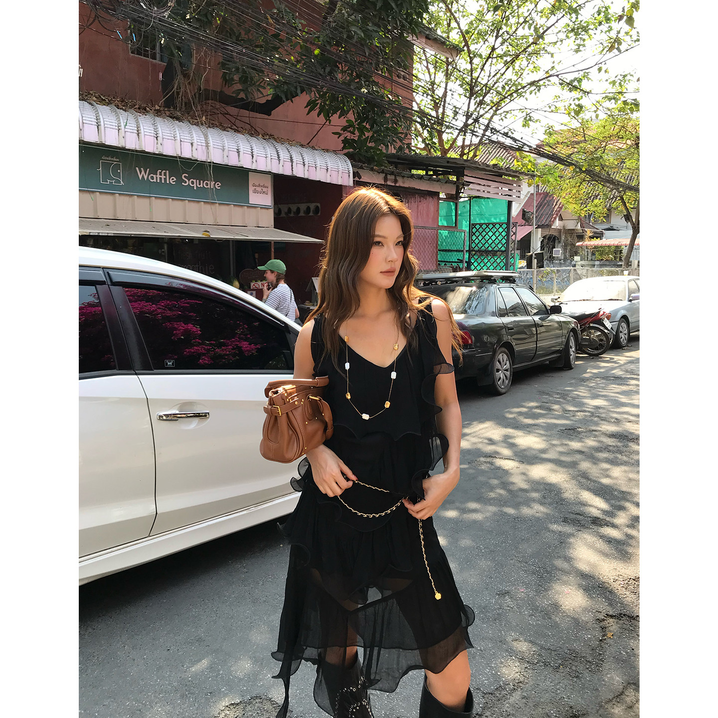 马儿MAR Винтажное платье с V-образным вырезом и оборками, летнее стройнящее короткое платье в курортном стиле для женщин