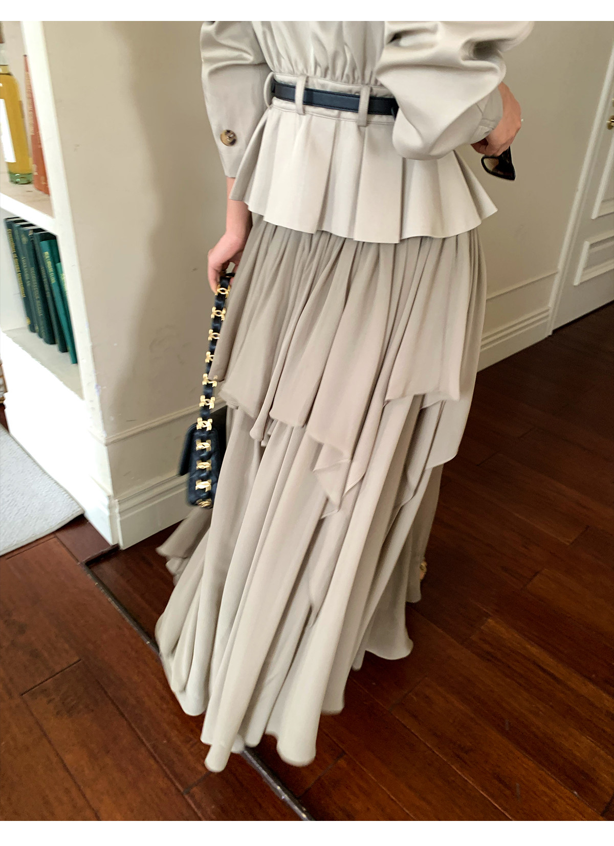 马儿MAR Французская юбка с оборками неправильного кроя женская расклешенная длинная многослойная юбка-торт