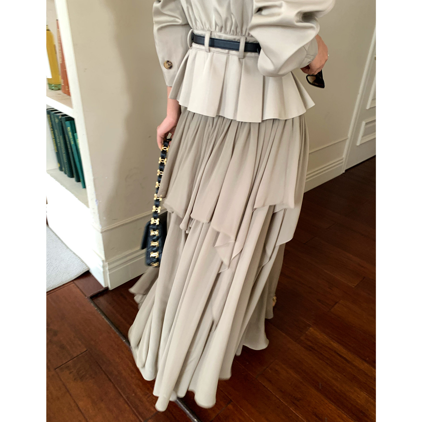 马儿MAR Французская юбка с оборками неправильного кроя женская расклешенная длинная многослойная юбка-торт