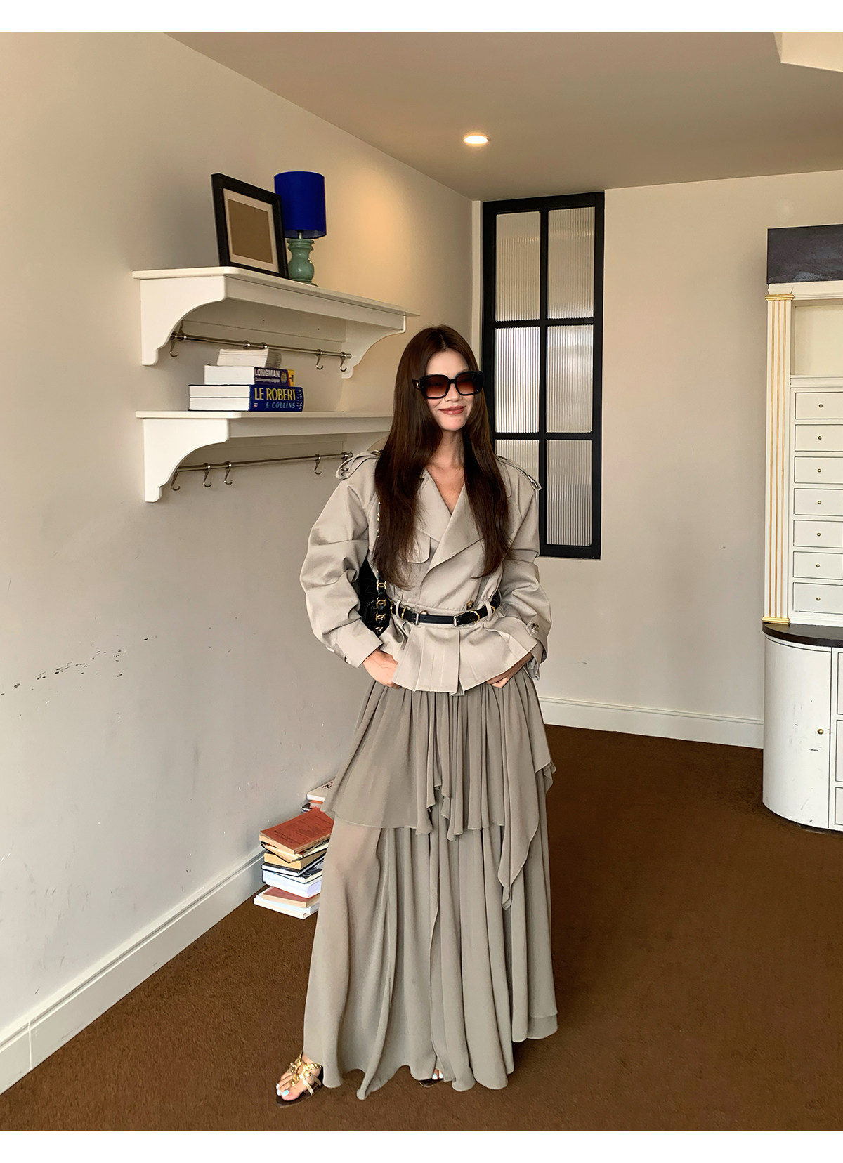 马儿MAR Французская юбка с оборками неправильного кроя женская расклешенная длинная многослойная юбка-торт