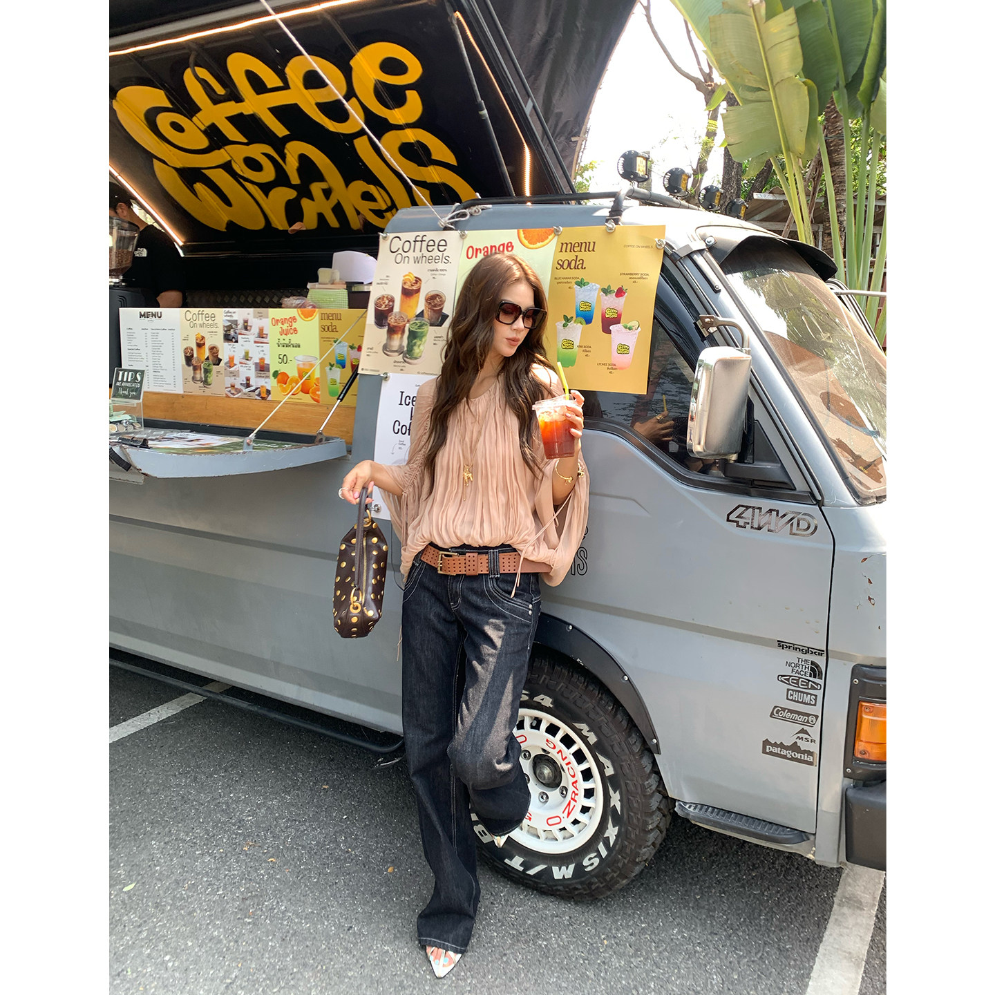 马儿MAR винтажные джинсы с контрастной строчкой женские весна-лето широкие прямые стройнящие свободные черные длинные брюки