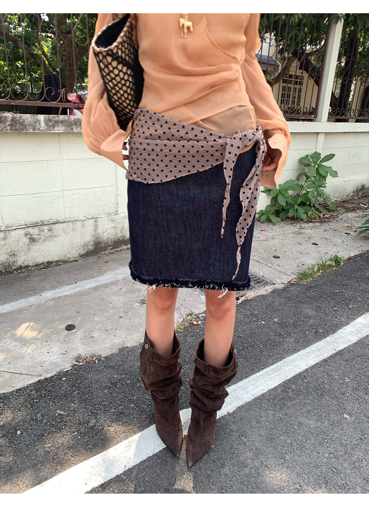 马儿MAR винтажная джинсовая юбка женская летняя с заниженной талией прямая короткая с бахромой стройнящая универсальная