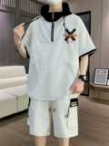 Летний комплект для отдыха, шорты, спортивный костюм для школьников, подходит для подростков, короткий рукав, для средней школы