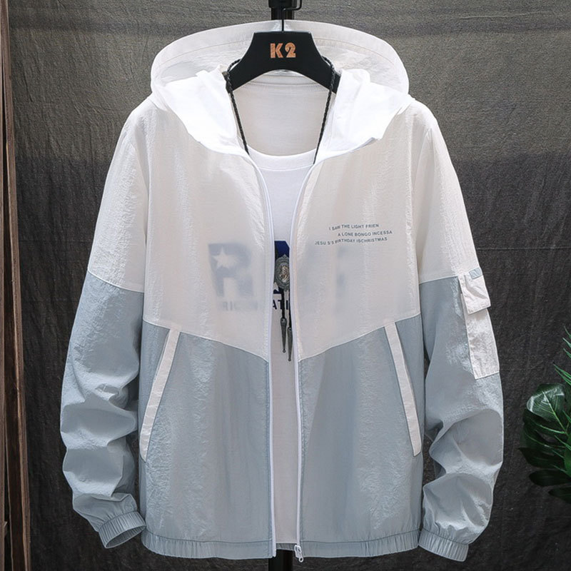 Summer Men's Sun Protection Clothing, Ultra-Thin Breathable Sun Protection Clothing, Trendy Korean Style Quick-Drying Ice Silk Light Sun Protection Shirt Jacket