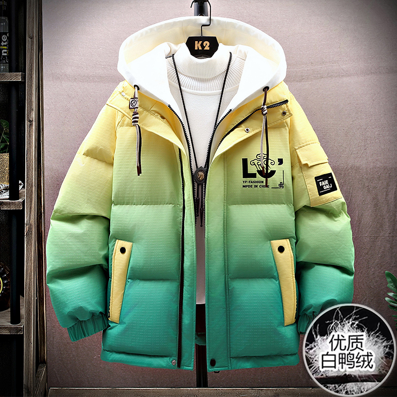 Fake Two-Piece Gradient down Jacket for Men 2026 New Winter Style for Teenagers, Middle and High School Students, Older Children, Thickened Coat Fake Two-Piece Gradient down Jacket for Men 2026 New Winter Style for Teenagers, Middle and High School Students, Older Children, Thickened Coat